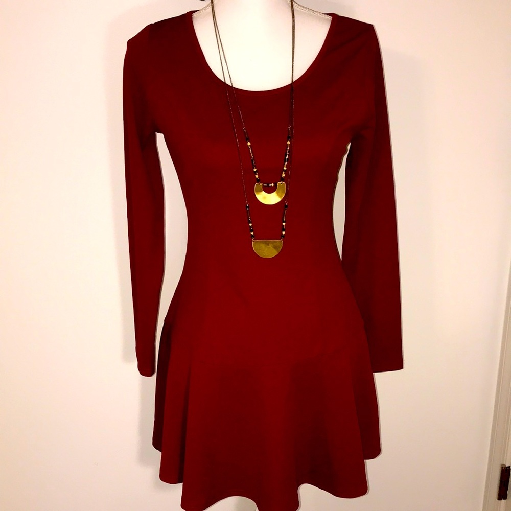 Red drop waist dress